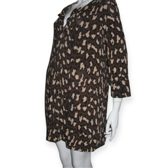 Diane von Furstenberg Silk Shift Dress |Brown Animal Print| vintage - Picture 4 of 14